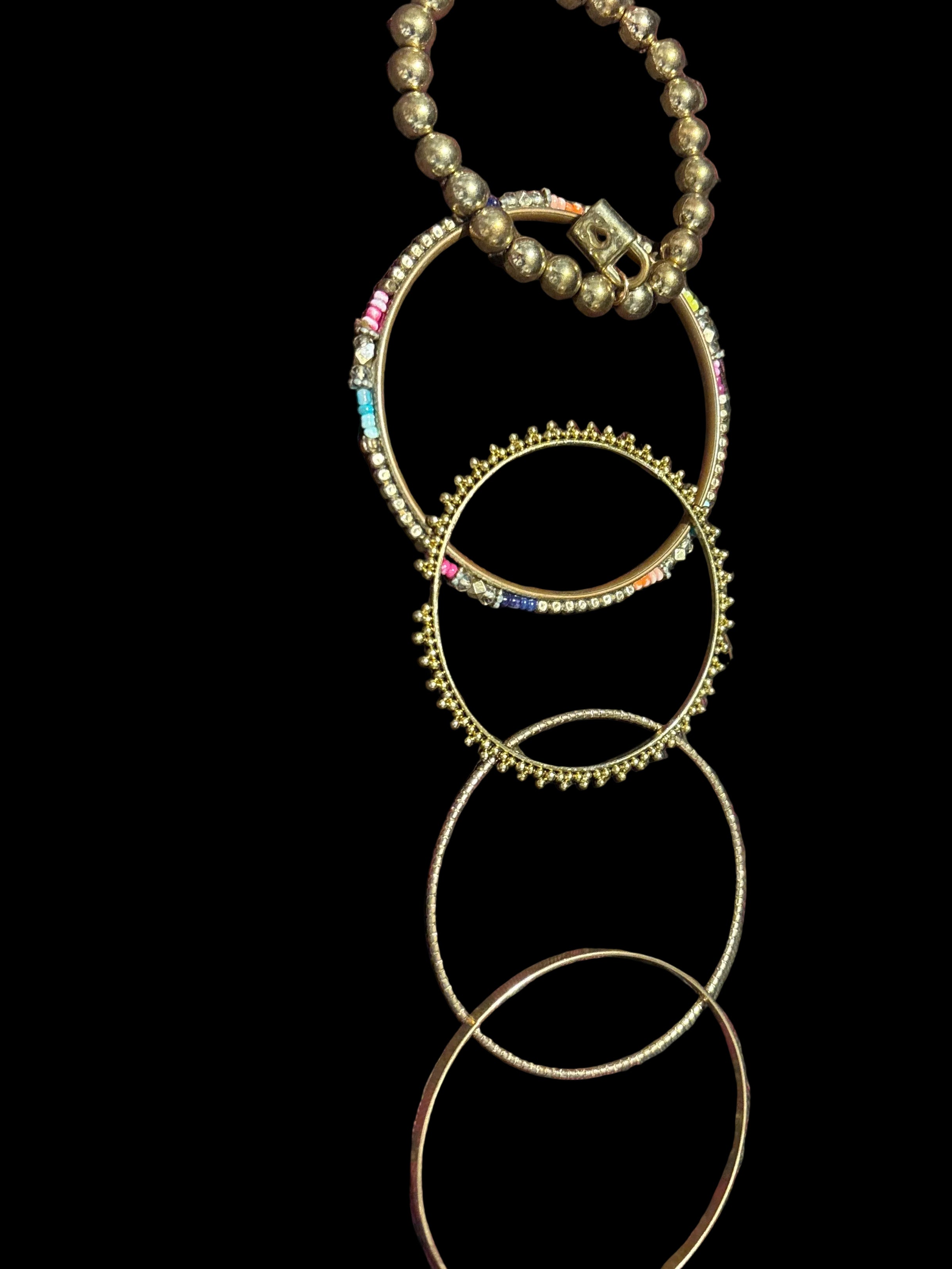5 gold color bangle bracelets