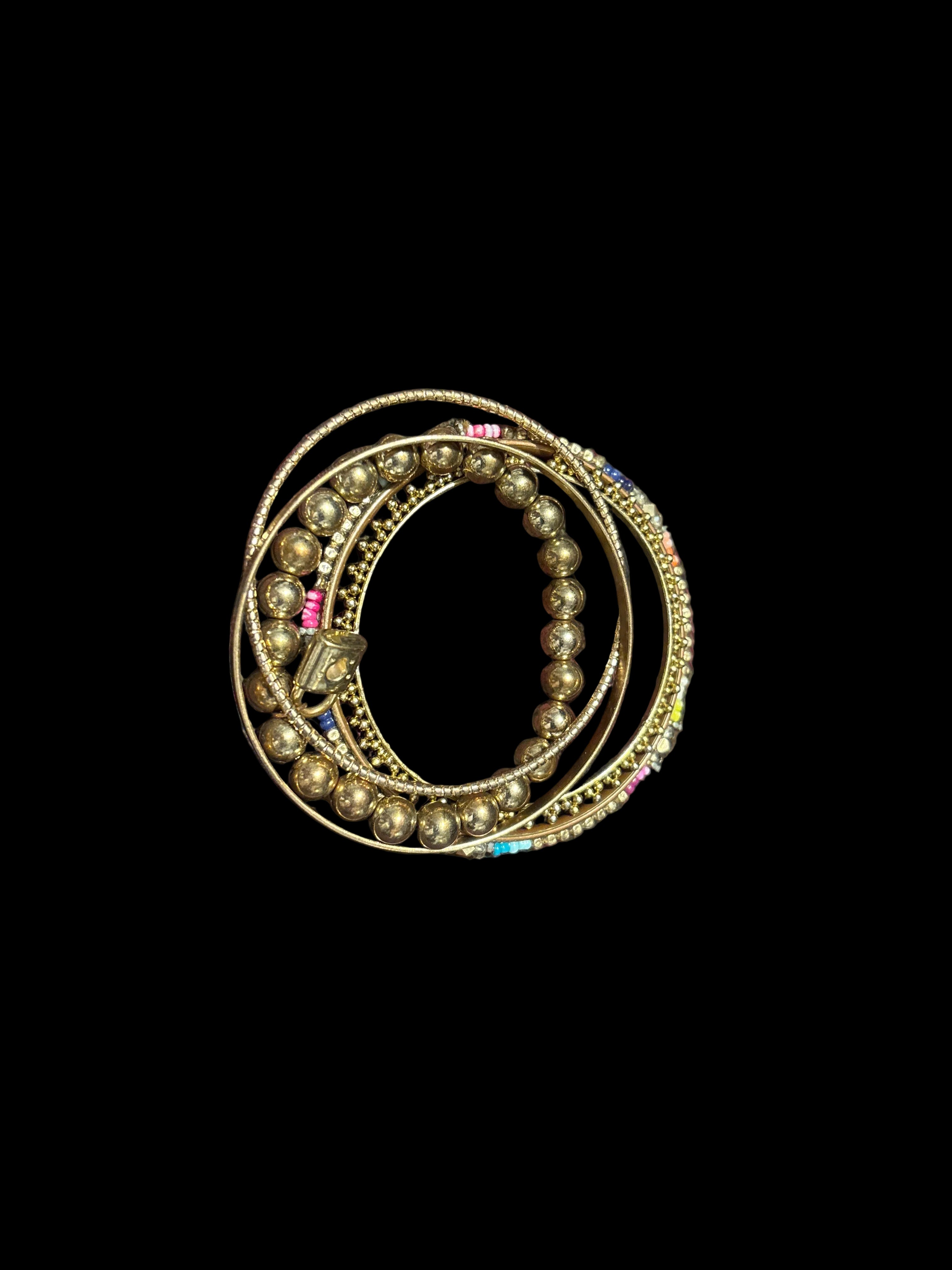 5 gold color bangle bracelets