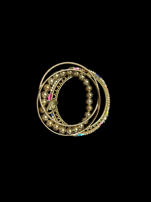 5 gold color bangle bracelets